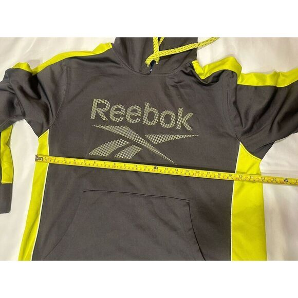 Reebok Sweatshirt Hoodie Men Medium M Long Sleeve Drawstring Pocket Graphic Gray - Picture 7 of 9